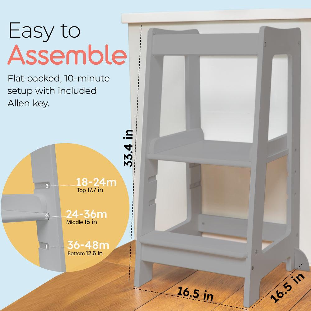 Nuestra torre Montessori para niños pequeños con escalón ajustable