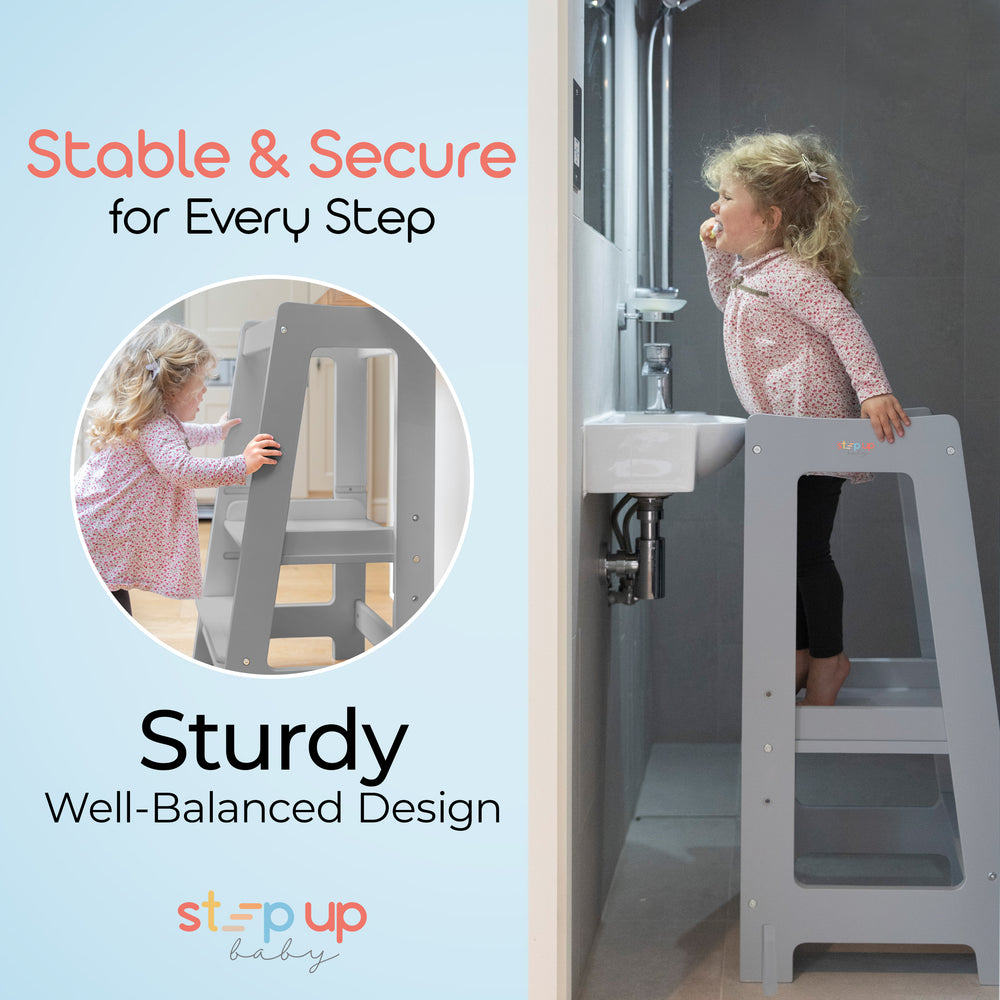 Nuestra torre Montessori para niños pequeños con escalón ajustable