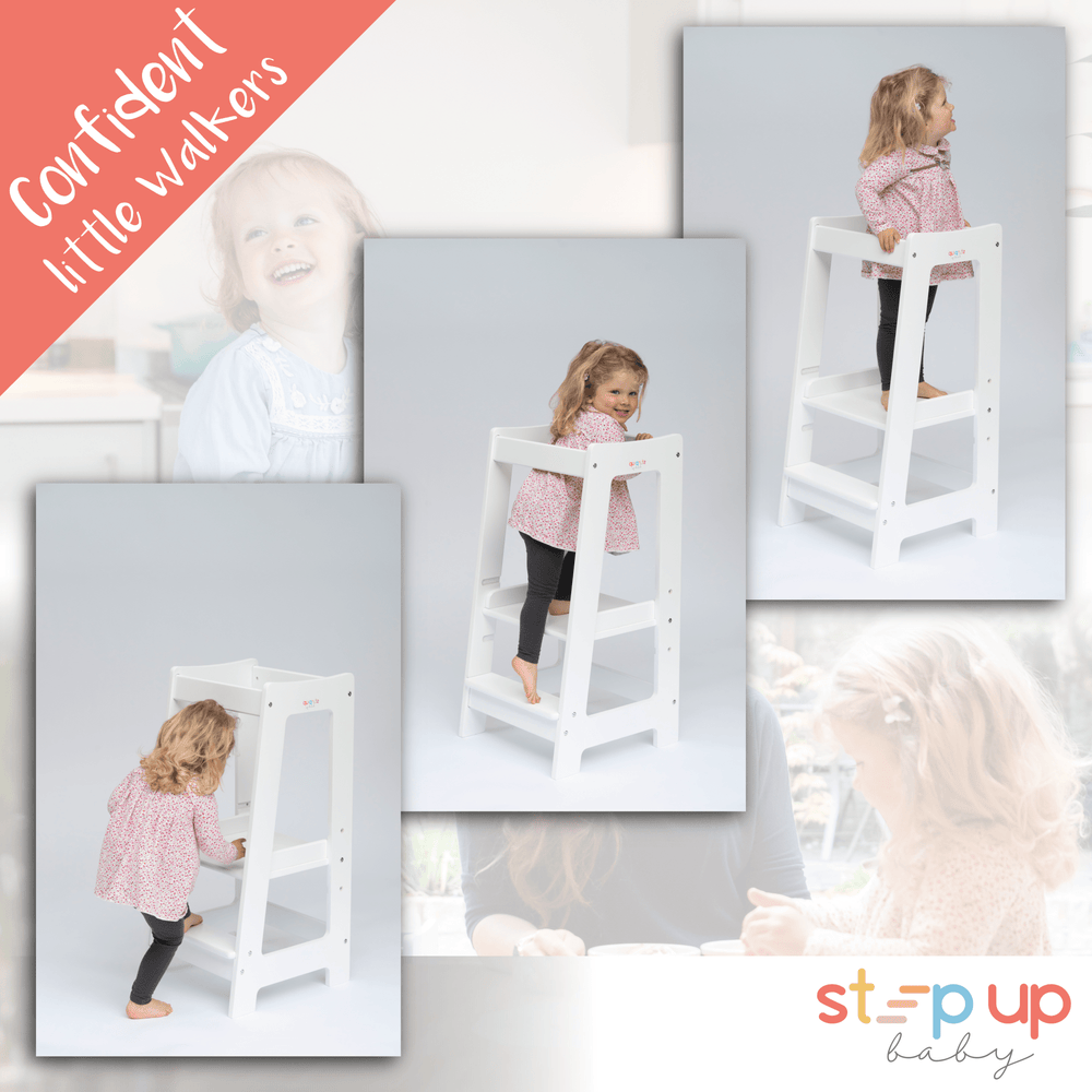 Our Montessori Toddler Tower with adjustable step