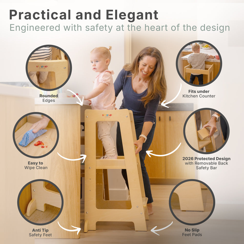 The Toddler Tower with adjustable step