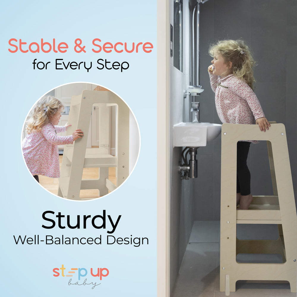 Nuestra torre Montessori para niños pequeños con escalón ajustable