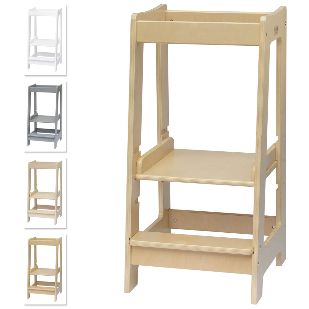 Our Montessori Toddler Tower with adjustable step